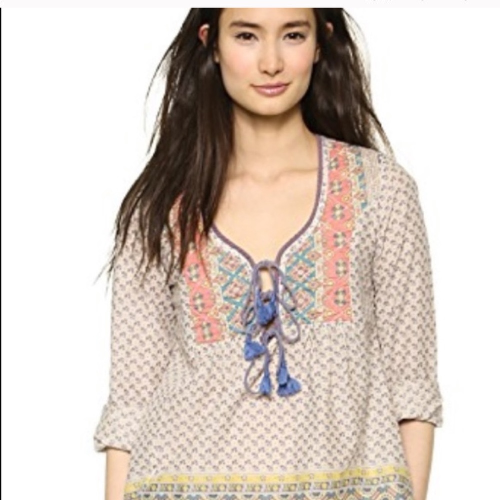 NWOT House of Harlow 1960 Noa Quilted Patterned Peasant Blouse Size Large